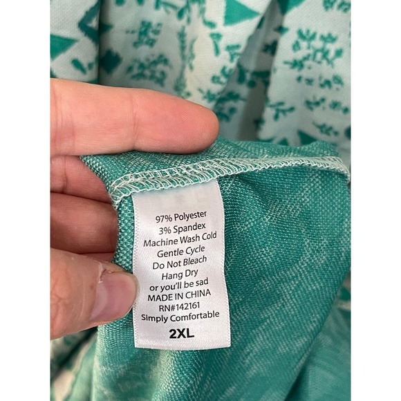 LuLaRoe Amelia Light Green Geometric Short Sleeve Dress Size 2XL NWT - Picture 7 of 10